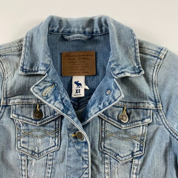 Abercrombie & Fitch Denim Jean Jacket Women's XS Blue Trucker Stretch - Picture 6 of 16